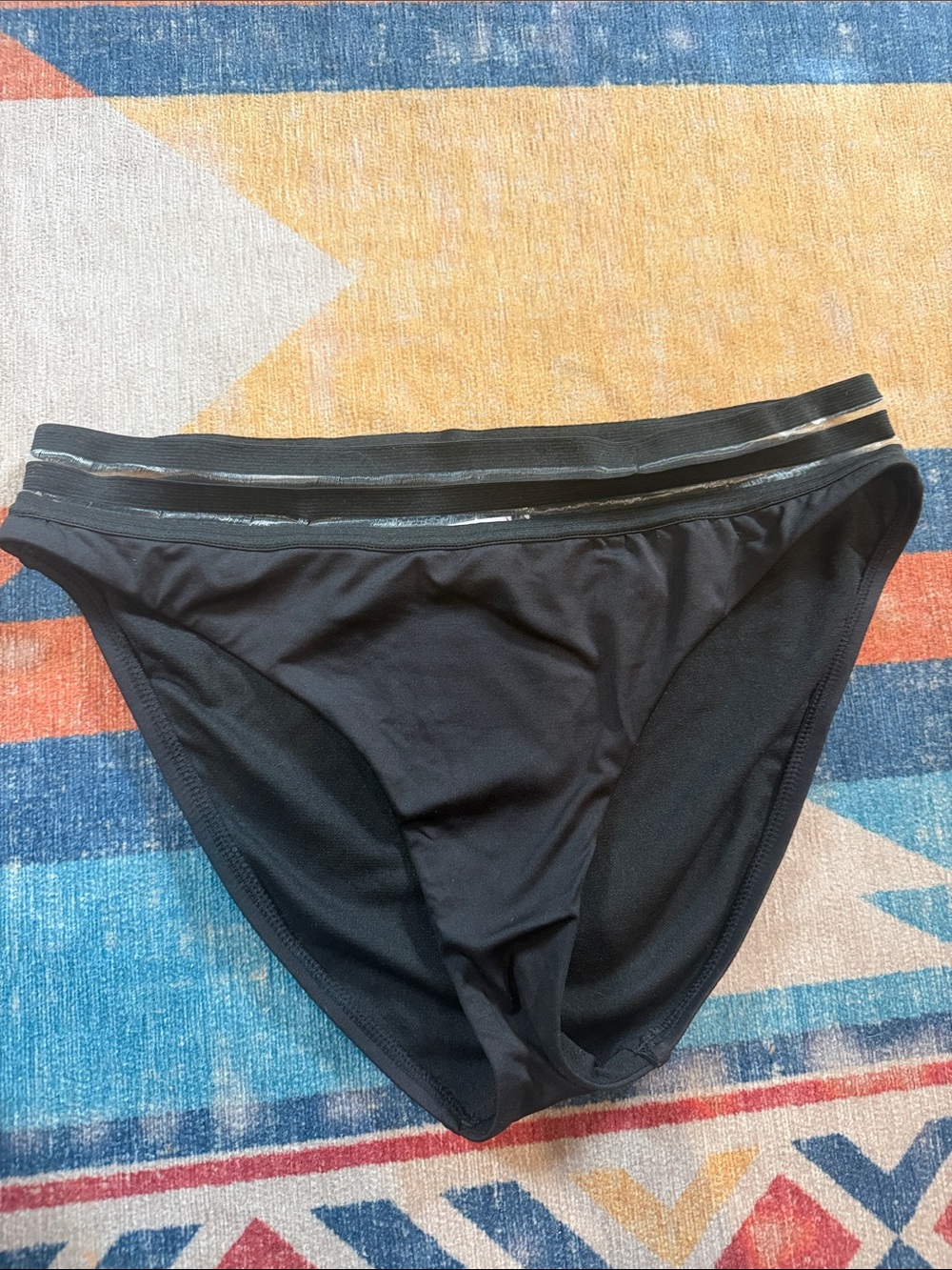 Gibson Latimer Black Women's Bikini Bottom with Subtle Shimmer Waistband